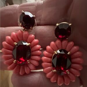 J Crew Elegant Red and Coral Gemstone Earrings